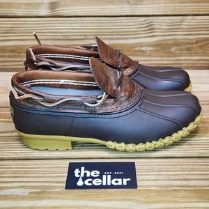LLBean Womens 9 Duck Shoes Waterproof Rubber / Leather Slip On Shoes